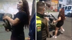Pobres policías: mujer en estado de embriaguez insulta a agentes por inmovilizar su moto