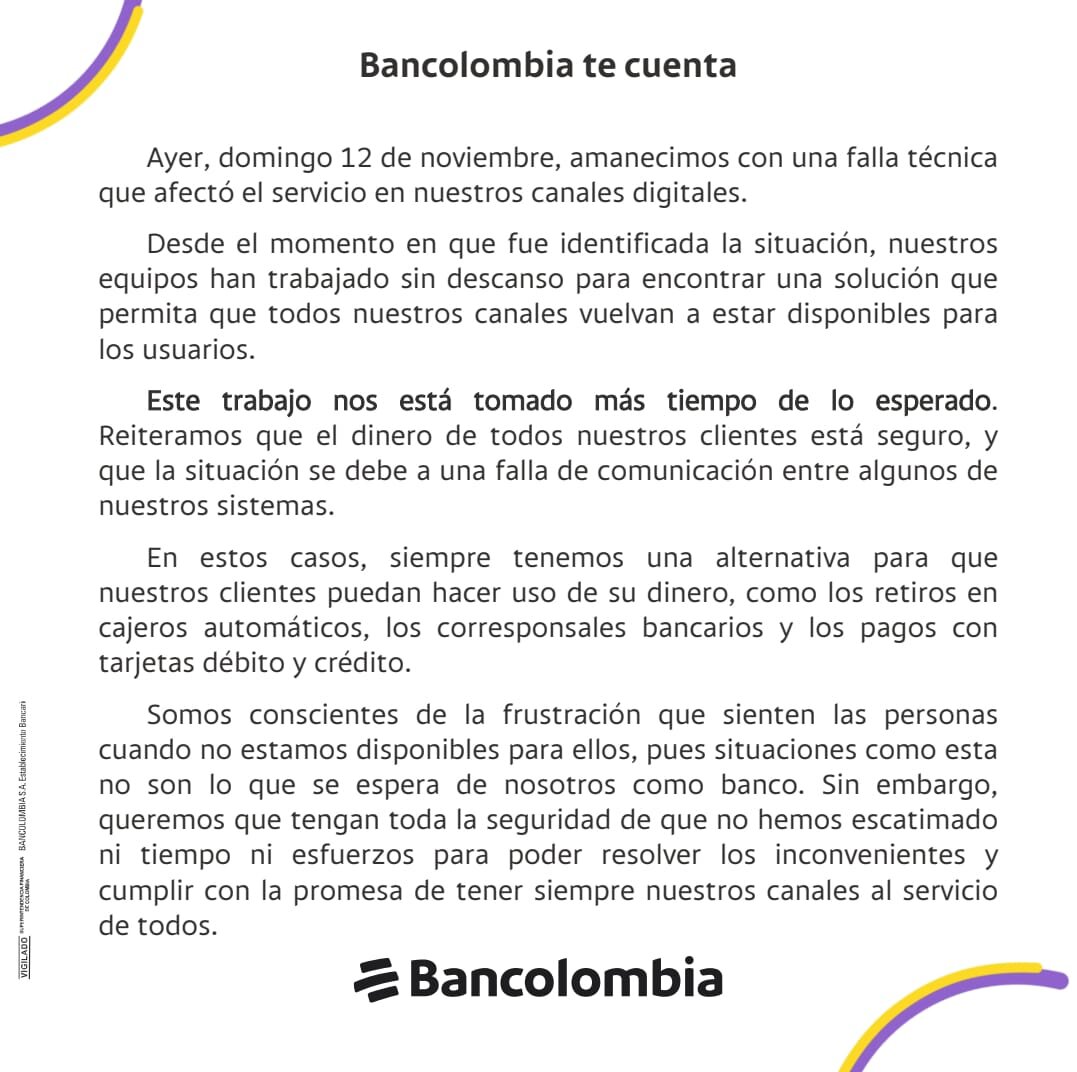 Falla de bancolombia