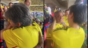 Claudia López abrazó al papá de Lucho Díaz tras victoria de Colombia sobre Brasil