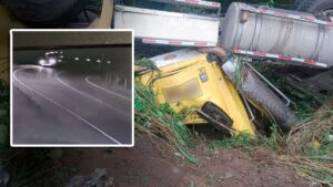 Revelan video de la tractomula que se fue al abismo en vía a Guaduas: el conductor murió