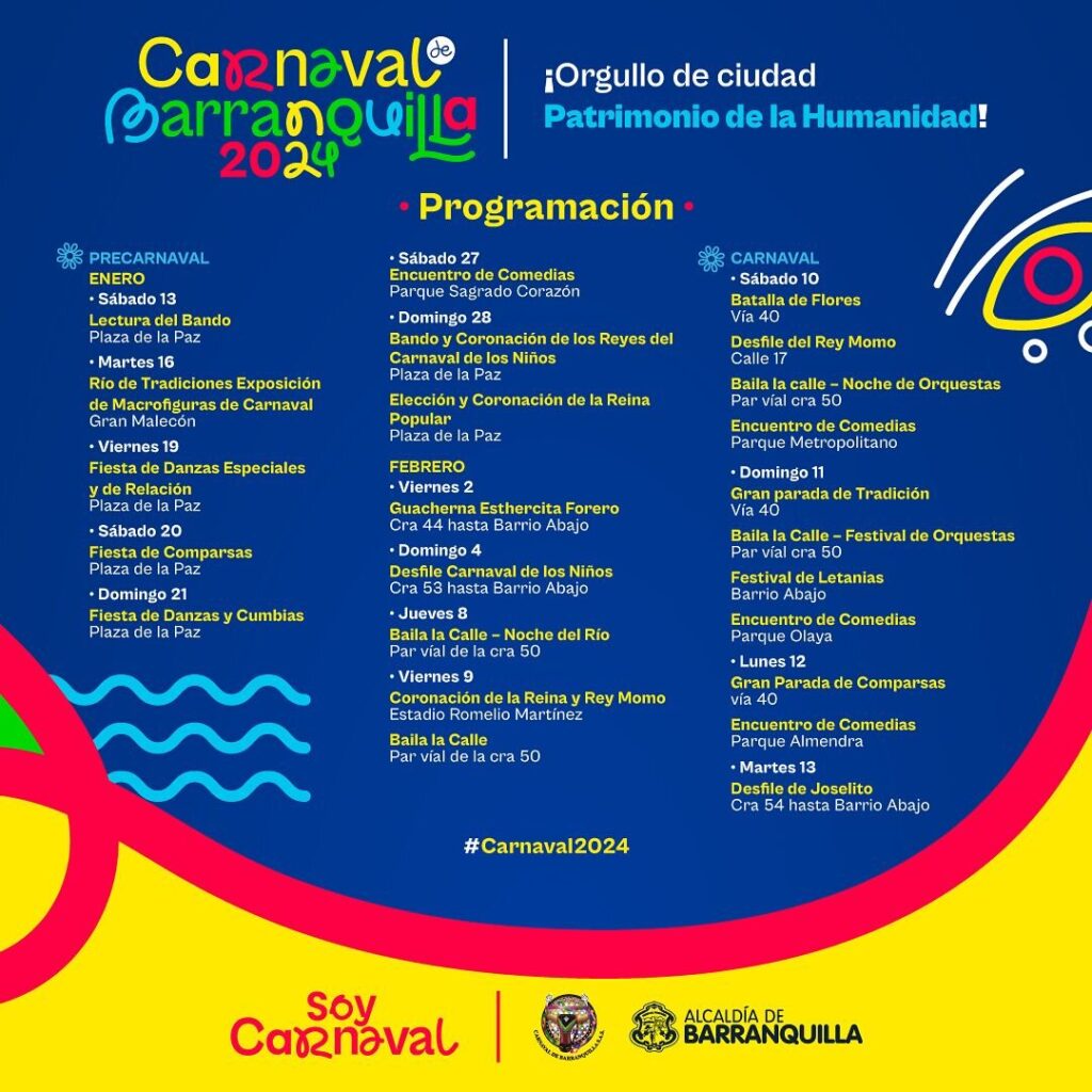 Esta es la programación oficial del Carnaval de Barranquilla 2024 Canal 1