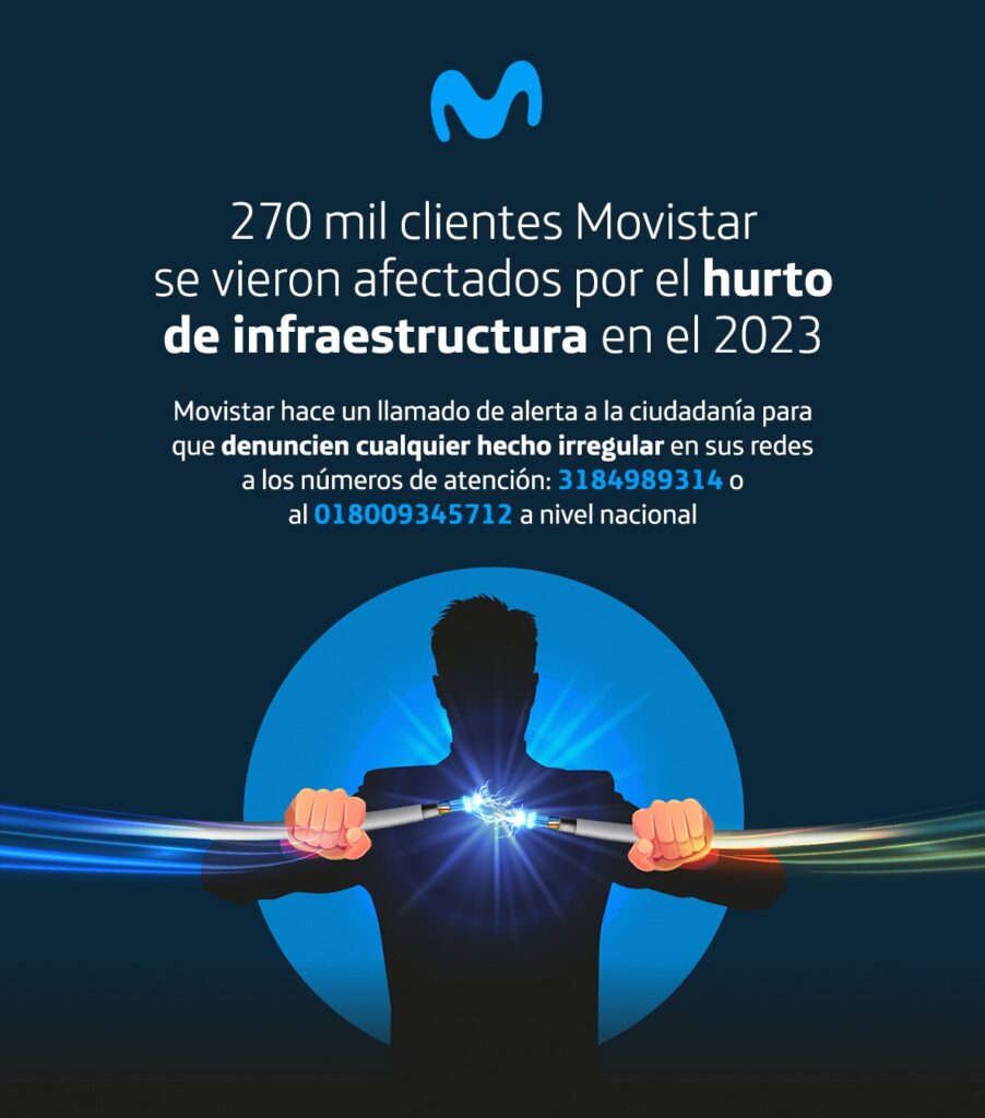 Hurto a infraestructura de redes: más de 270 mil clientes de Movistar afectados en 2023