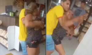 Mujer causó destrozos en una panadería porque vendedora le dijo mi amor a su esposo