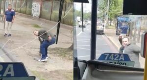 Video: dos hombres rompen vidrio panorámico de un SITP tras discutir con el conductor