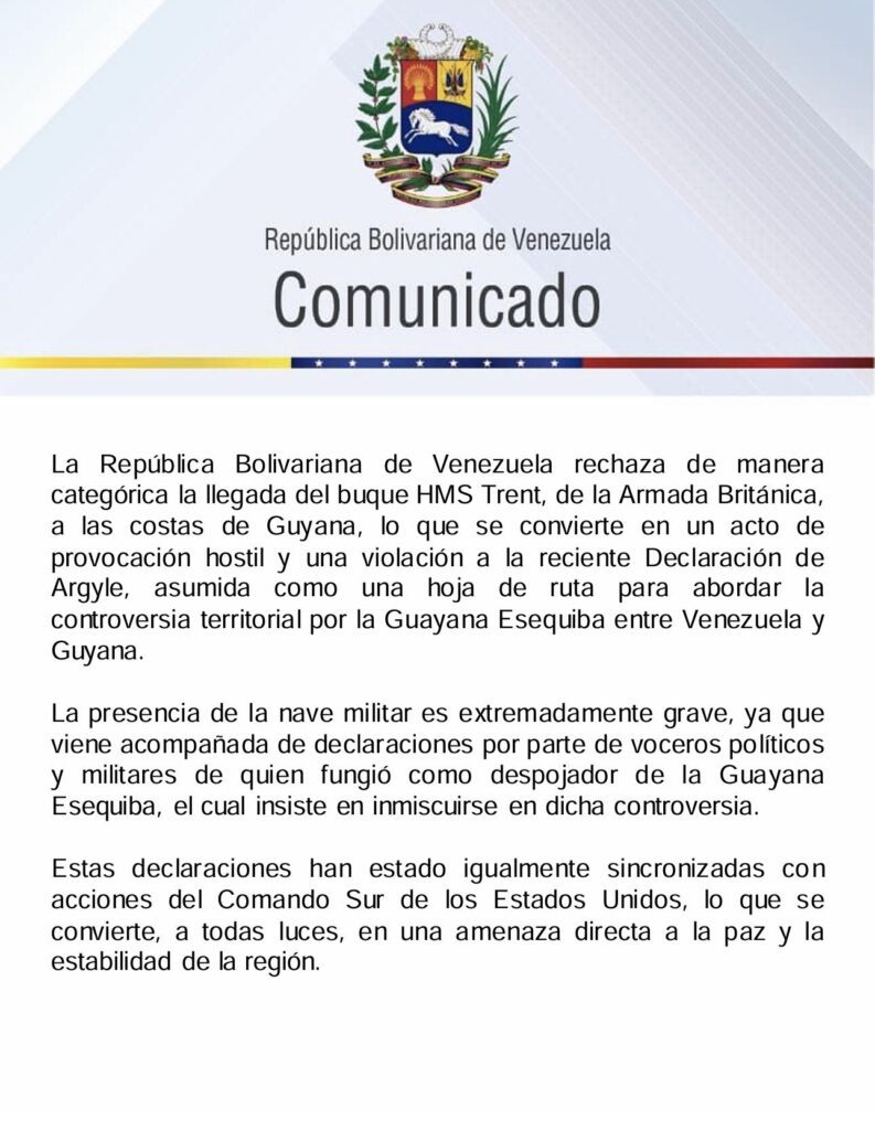 tension-venezuela-guyana-esequibo-nicolas-maduro-activa-ejercito-buque-británico