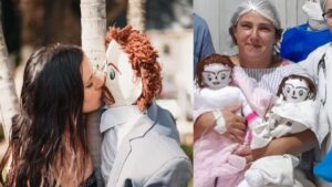 Mujer casada con muñeco de trapo aseguró que tuvo mellizas: dice que es duro ser mamá