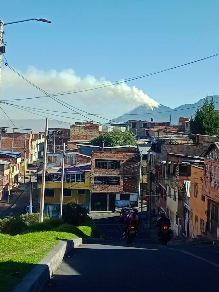 Incendio de Bogotá desde San Cristóbal