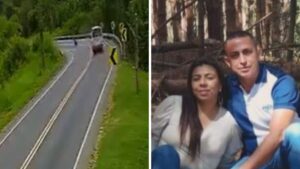 Video | Pareja que viajaba en moto murió tras chocar de frente con un autobus