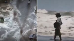 Video | ¡Impresionante! Gigantescas olas inundan las calles de Cartagena