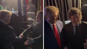 Video | Encuentro esperado: así fue el fuerte abrazo que le dio Milei a Donald Trump