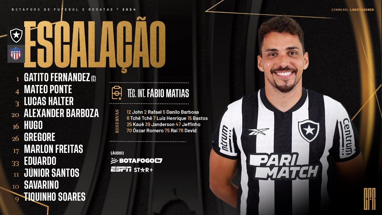 Titulares Botafogo vs. Junior
