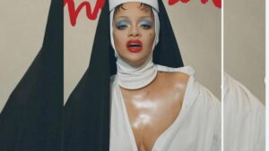 Rihanna provoca polémica en redes al posar como monja sexy