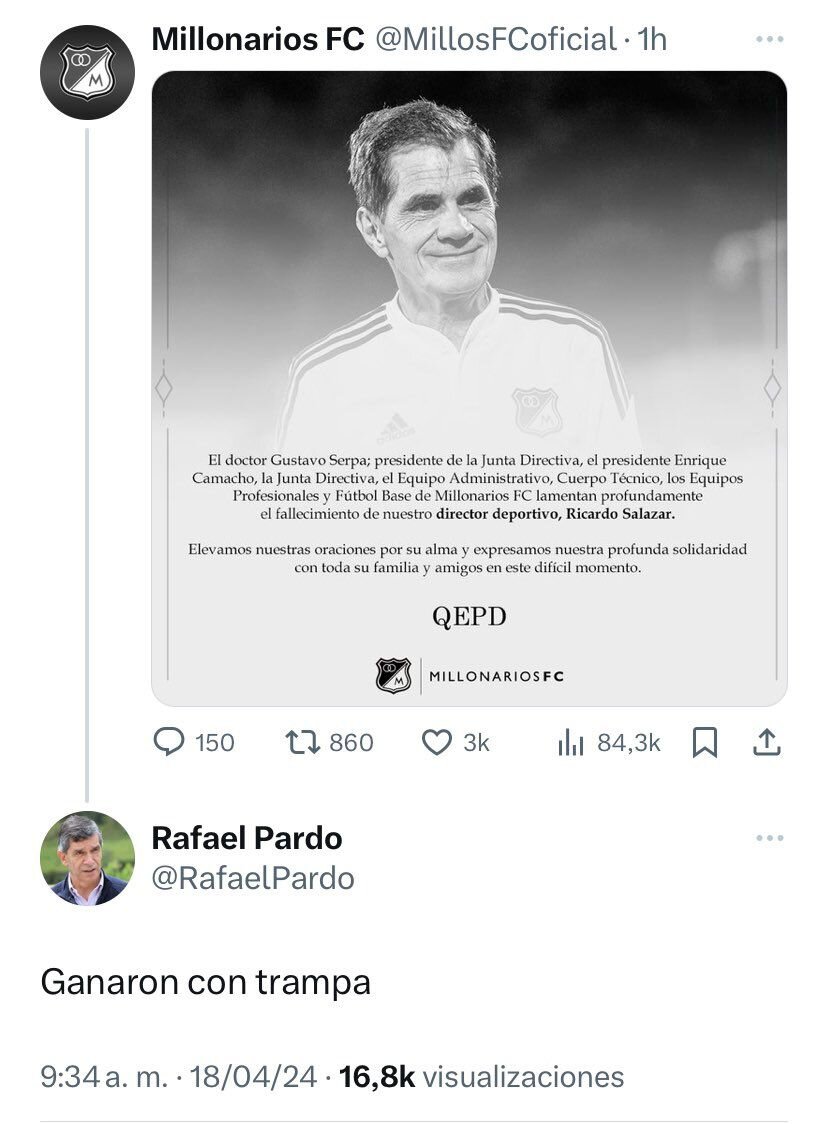 Respuesta de Rafael Pardo a la muerte de 'Pitirri'