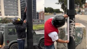 Video | Hombre marca con cinta las cámaras de fotomulta en Bogotá: Distrito se pronunció