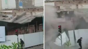 Video | Impresionante derrumbe parcial de edificio dejó a seis obreros heridos