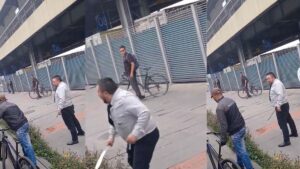 Intolerancia en Bogotá: conductor de bus le sacó machete a ciclista frente a un policía