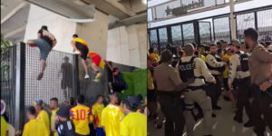 Videos | Caos, hinchas colombianos colados y riñas con la policía en el estadio Hard Rock