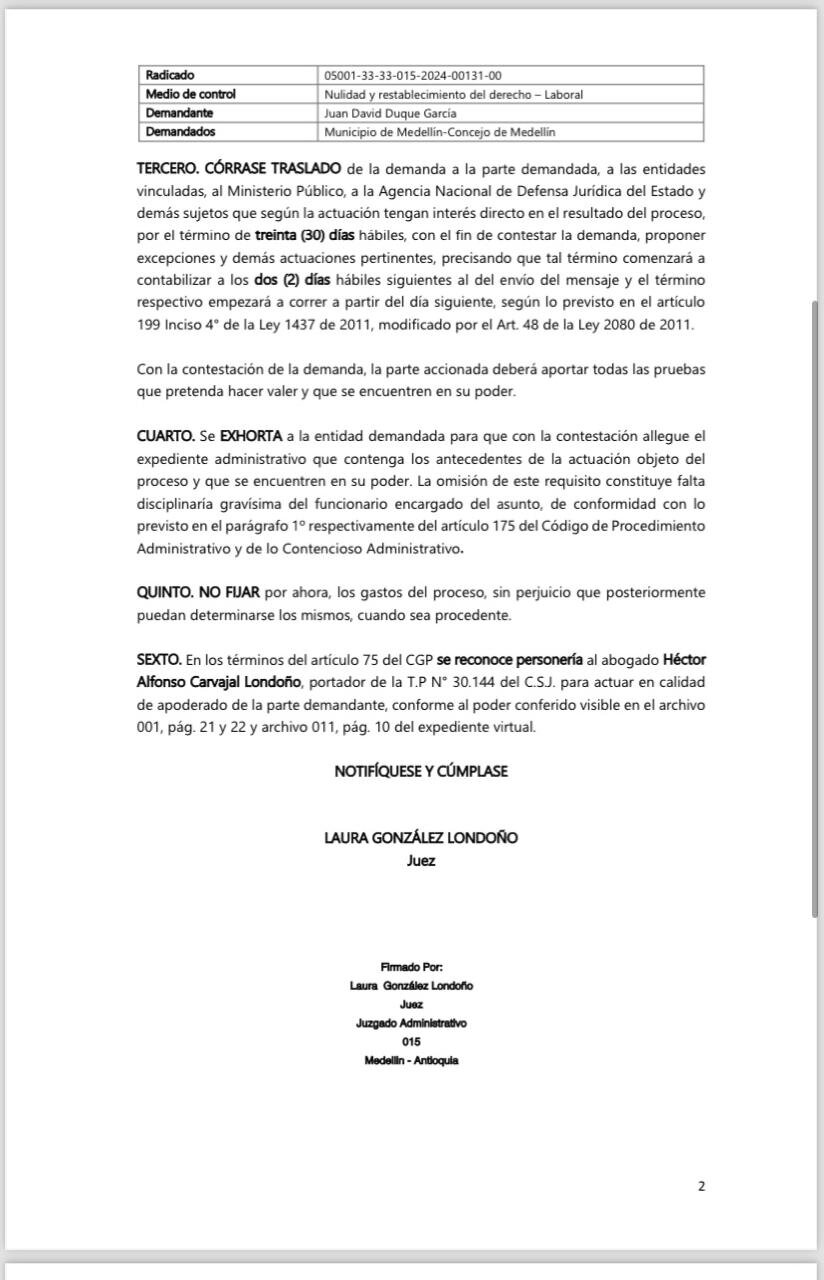 Nulidad de demanda de exsecretario de Daniel Quintero