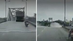 Video | Terrible accidente: puente se derrumbó con al menos 10 vehículos a bordo