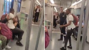 Video | Dos pasajeros se fueron a los golpes en pleno Metro de Medellín