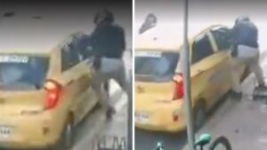 Video | Violento robo en Fontibón: delincuentes rompen ventanas de taxi para atracarlo