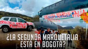 Zozobra en Sumapaz: encapuchados rayan con grafitis un carro oficial y bus con ocupantes