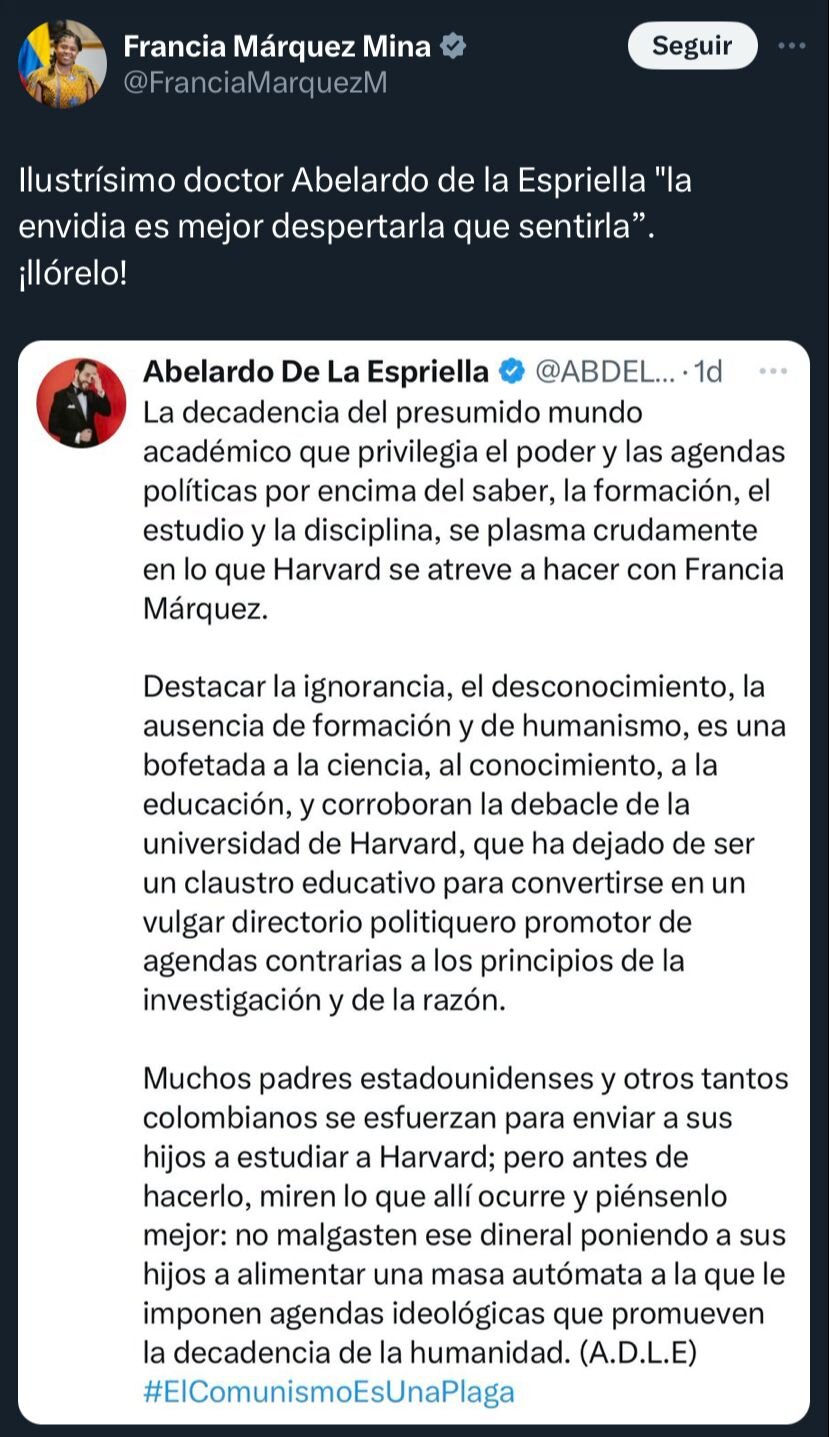 Respuesta de Francia Márquez a Abelardo de la Espriella