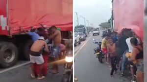 Video | No aprenden: saquean camión de bebidas en la vía Tasajera - Barranquilla