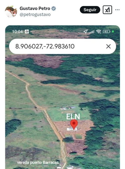 Polémica por publicación de Petro sobre ubicación de supuesto campamento del  ELN