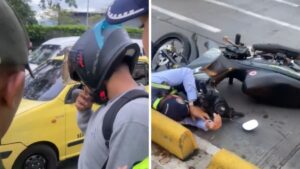 Video | Agente de tránsito de Cali fue atropellado en medio de un puesto de control