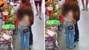 Video | Celular explotó en el bolsillo de una mujer mientras estaba de compras