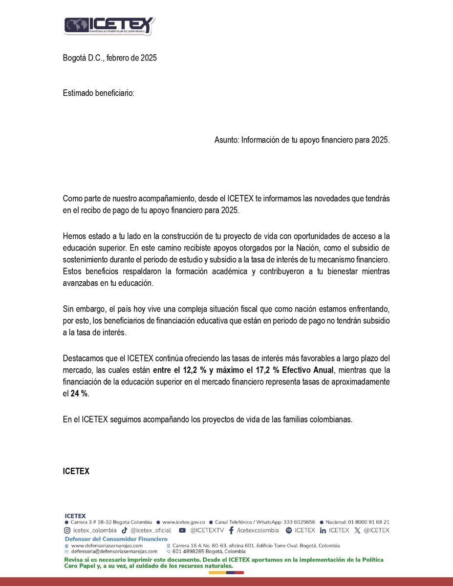 Comunicado Oficial Icetex