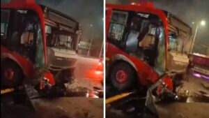 Video | Bus de TransMilenio tuvo aparatoso accidente durante la madrugada