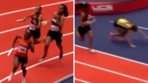 Video | En plena carrera atlética competidora agredió fuertemente a otra