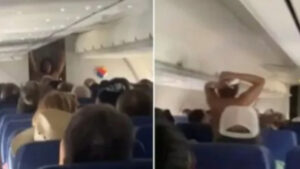 Video de una mujer corriendo sin ropa en un avión se hace viral: ¿por qué lo hizo?