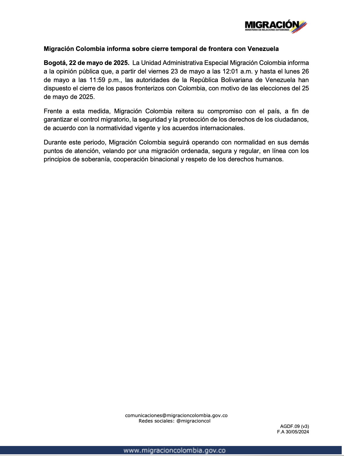 Venezuela cerrará temporalmente su frontera con Colombia: esto es lo que se sabe