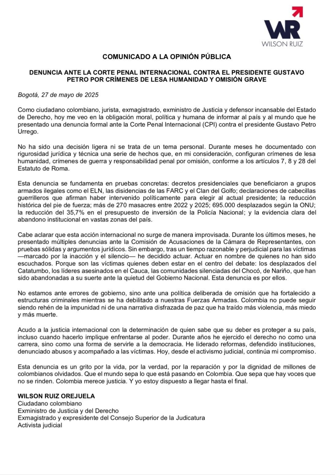 Video Por esta razón denuncian al presidente Petro ante la Corte Penal Internacional (1)