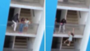 Video | Niñas ponen en riesgo su vida en balcón de un edificio en Medellín