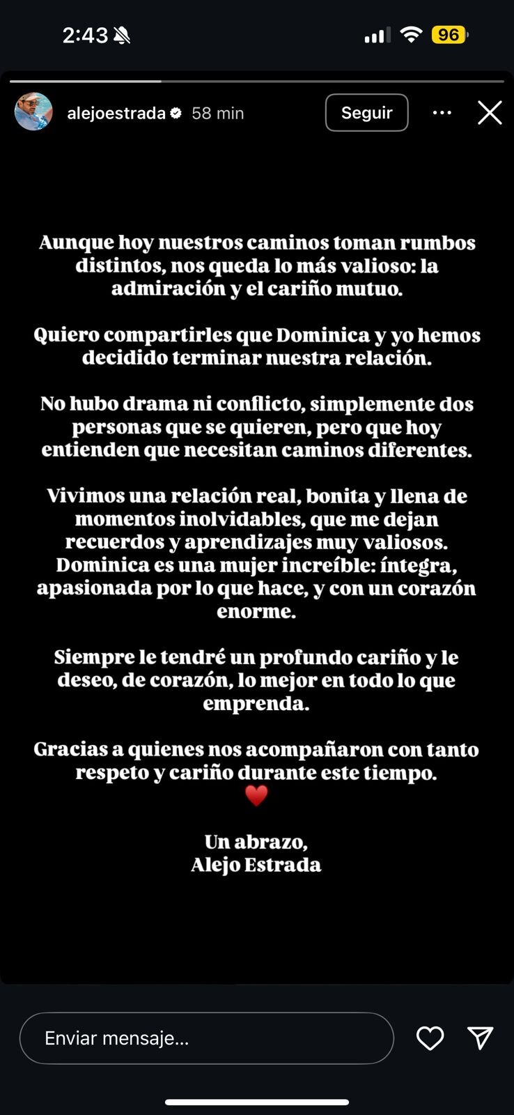 Alejandro Estrada vía Instagram