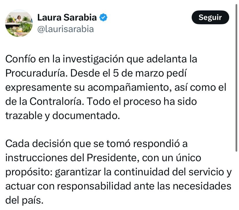 Laura Sarabia vía X