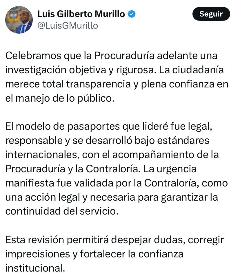 Luis Gilberto Murillo vía X