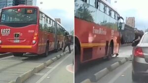 Video | ¿Por querer colarse? Hombre es arrollado por un TransMilenio, pero sale ileso