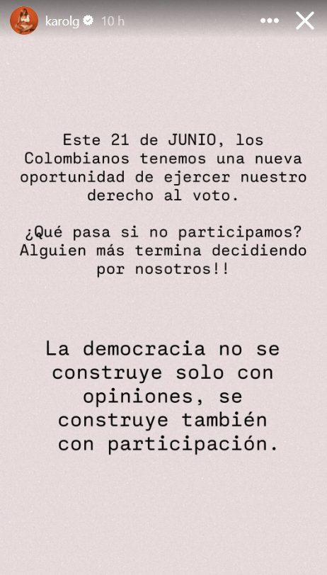 Mensaje sobre elecciones - Karol G
