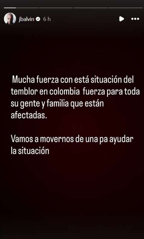 J Balvin terremoto