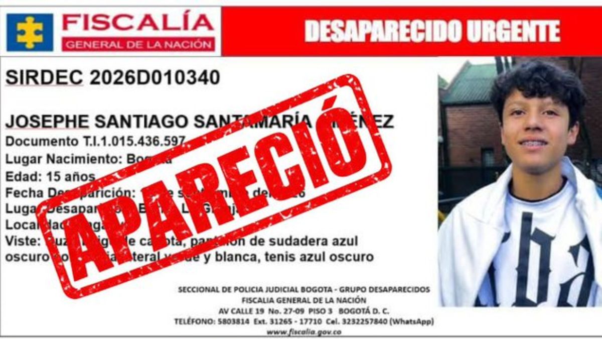 Hallan en el centro de Bogotá a Josephe Santiago Santamaría tras días de búsqueda